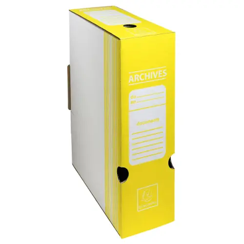 Boite archive Dos 100mm carton ondulé couleurs - 25x34cm - Jaune - EXACOMPTA