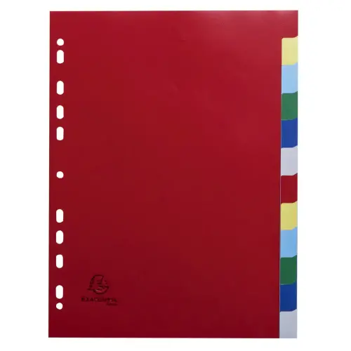 Intercalaires polypropylène souple 12 positions - A4 - Couleurs assorties - EXACOMPTA