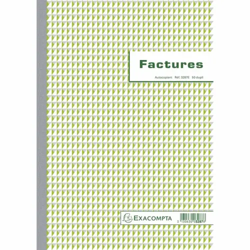Manifold Factures avec mention TVA 29,7x21cm 50 feuillets dupli autocopiants - EXACOMPTA