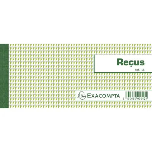 Carnet à souche Reçus 50 feuillets - Format horizontal 9x21 cm - EXACOMPTA