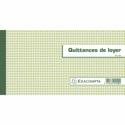 Carnet à souche "Quittances de loyer" 50 feuillets - Format horizontal de la quittance 13x18,5 cm - EXACOMPTA