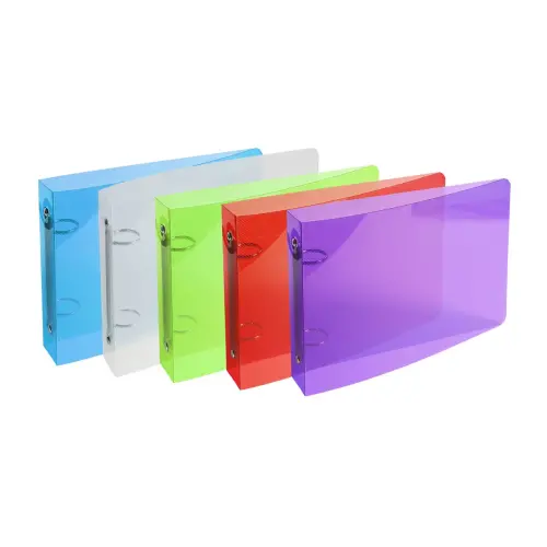 Classeur pour fiches bristol 125x200 2 anneaux 25mm polypropyl&egrave;ne Crystal colours - Couleurs assorties - EXACOMPTA 