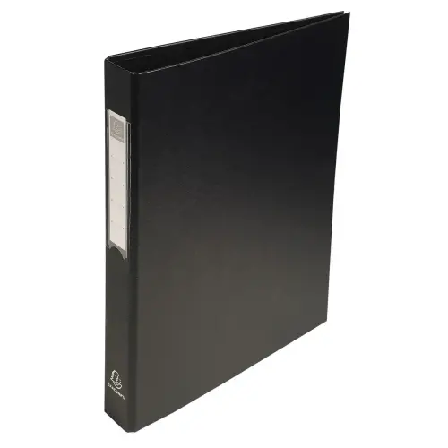 Classeur rembord&eacute; polypropyl&egrave;ne 4 anneaux ronds de 25mm sur 3eme de couverture - Noir - EXACOMPTA 