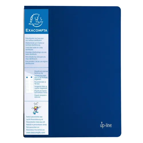Protège-documents en polypropylène rigide avec porte étiquette 3 faces Up Line Opaque 80 vues - A4 - Bleu - EXACOMPTA