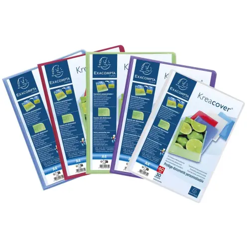 Prot&egrave;ge-documents en polypropyl&egrave;ne semi rigide Kreacover&reg; Chromaline 60 vues - A4 - Couleurs assorties - EXACOMPTA 