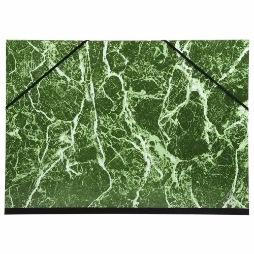 Carton à dessin papier marbré verni avec élastiques 37x52 cm - Pour format 1/2 raisin - Vert - EXACOMPTA