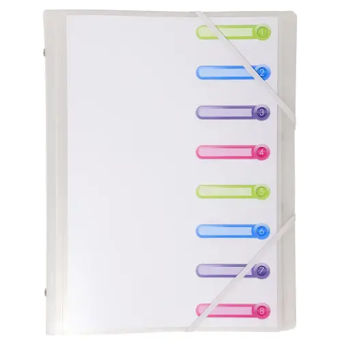 Trieur polypropyl&egrave;ne 3 rabats Chromaline 8 compartiments - Incolore - EXACOMPTA 