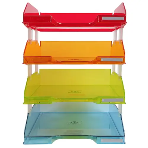 Set de 4 corbeilles &agrave; courrier COMBO MIDI Aquarel - Couleurs assorties - EXACOMPTA 