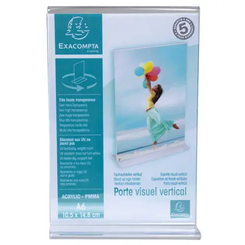 Porte-visuel droit vertical A6 cristal