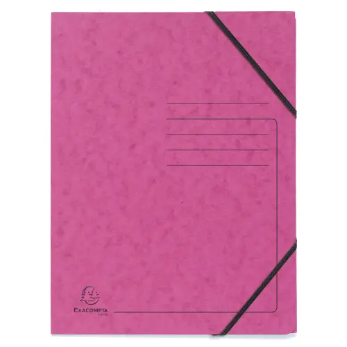 Chemise à élastique sans rabat A4 en carte lustrée 355 g/m² - Rose - Exacompta