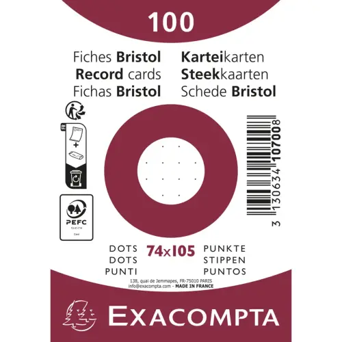 100 F.Bristol 74 x 105 blanc dots /s film - Exacompta