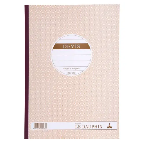 Carnet de devis autocopiant - A4 - 50 feuilles en triplicata - Le Dauphin