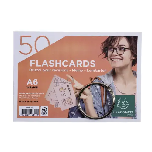 50 Flashcards bristol A6 lignees 5 ass.