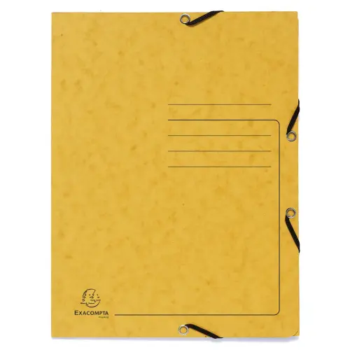 Chemise &agrave; &eacute;lastique 3 rabats A4 en carte lustr&eacute;e 355 g/m&sup2; - Jaune - Exacompta 