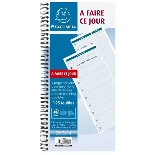 Carnet à spirale « À faire » 14 x 29,7 cm 125 feuilles - Exacompta