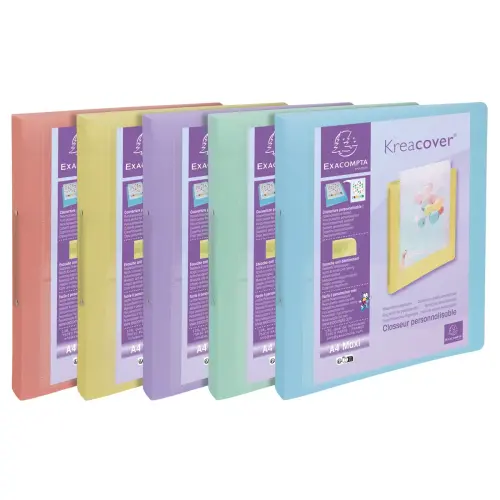 Classeur 2 anneaux 30 mm en polypropylène KreaCover Pastel - Couleurs assorties - Exacompta