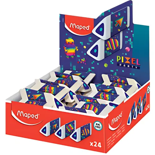 MAPED Gomme en plastique Pyramide PIXEL PARTY, pr&eacute;sentoir 