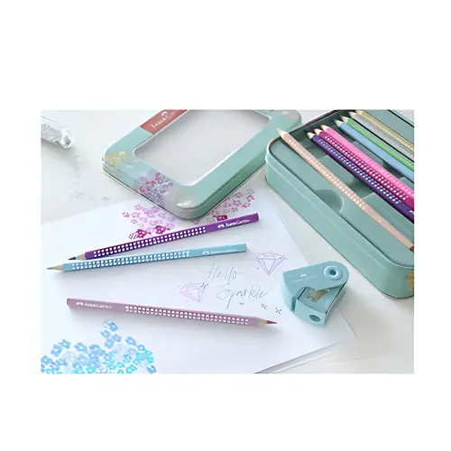 FABER-CASTELL Crayon couleur triangle GRIP SPARKLE, &eacute;tui 