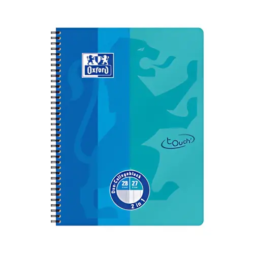 Cahier DUO Touch - A4+ - 160 pages - Bleu mer/aqua - Oxford