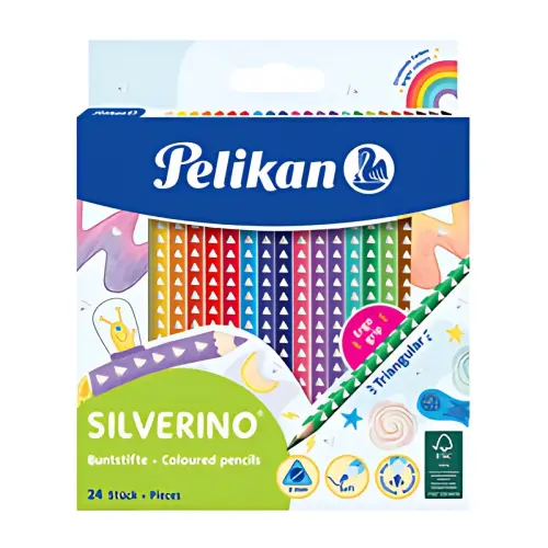 Pelikan Crayon de couleur triangulaire SILVERINO fin, étui