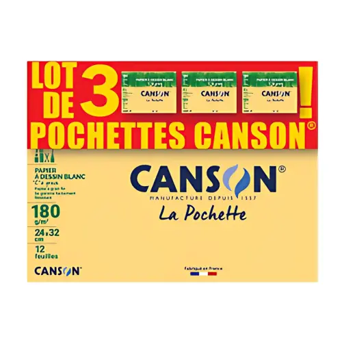 CANSON Papier à dessin 'C' à grain, A4, lot de 2