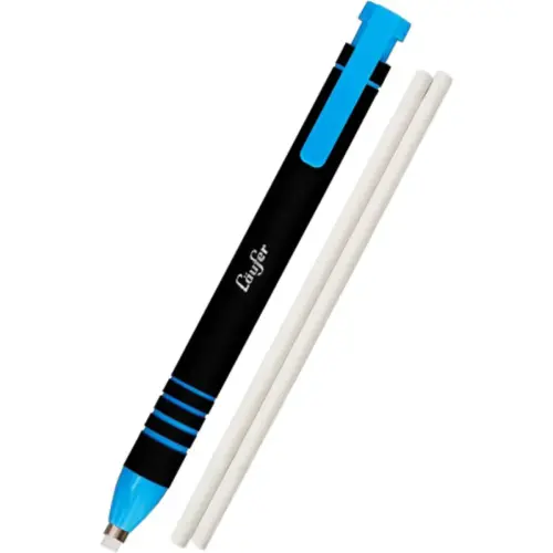Läufer Stylo-gomme en plastique, 2 gommes de rechange, bleu