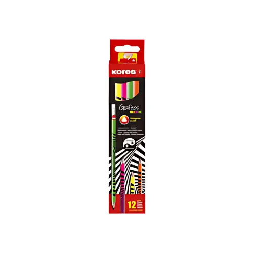 12 Kores Crayon &agrave; papier 'Grafitos Neon', degr&eacute; de duret&eacute;: HB 