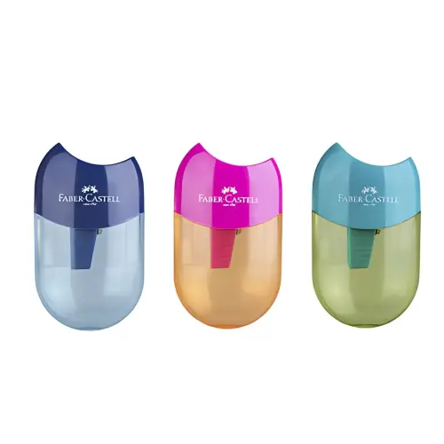 12 FABER-CASTELL Taille-crayon r&eacute;servoir TREND 2019, pr&eacute;sentoir 