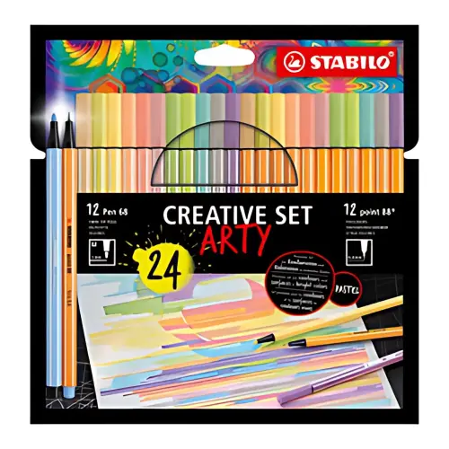 STABILO Set cr&eacute;atif point 88/Pen 68 ARTY, &eacute;tui carton de 24 