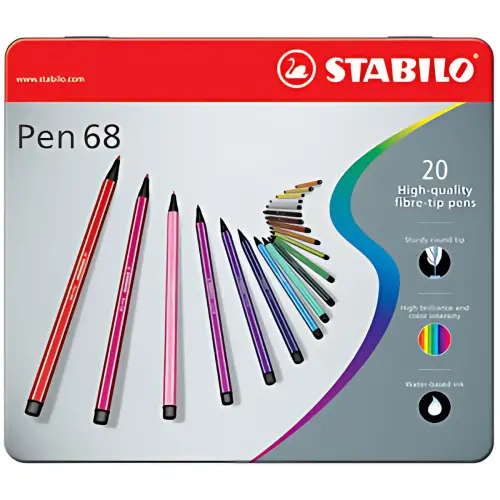 STABILO Feutre Pen 68, étui métallique de 50