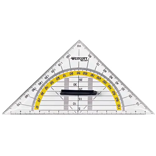 WESTCOTT Equerre géométrique, hypoténuse: 140 mm, poignée