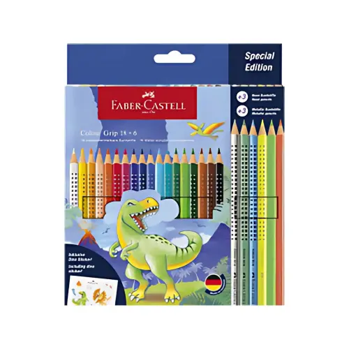 Crayon de couleur Colour GRIP Dino - 18+6 - Faber-Castell