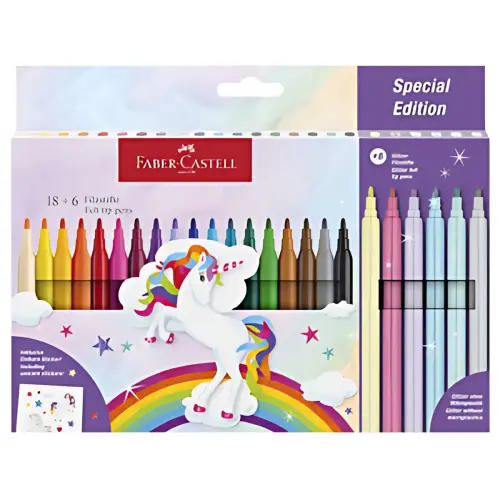 Feutre licorne - &eacute;tui carton 18+6 - Faber-Castell 