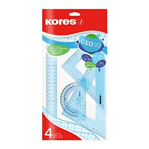 Kores Kit de géometrie GEO15, 4 pièces, assorti