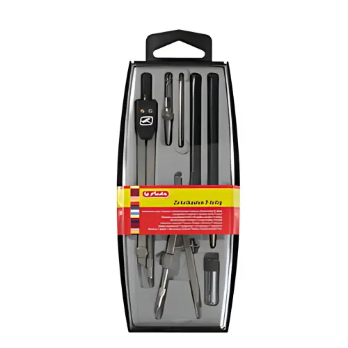 HERLITZ Coffret de compas, 7 pi&egrave;ces, noir 