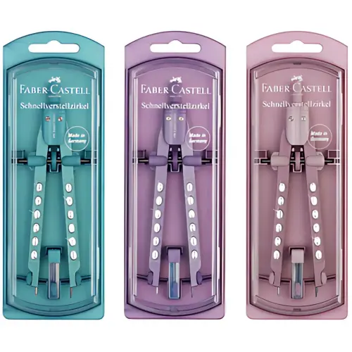 3 Compas à réglage rapide FACTORY SPARKLE - Faber-Castell