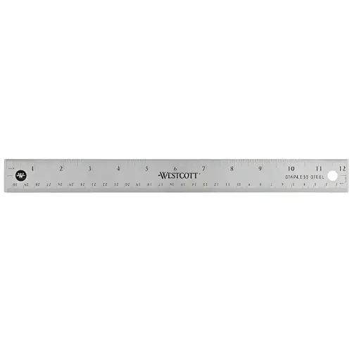 WESTCOTT R&egrave;gle en m&eacute;tal avec dos en li&egrave;ge, longueur: 300 mm 
