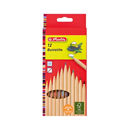 Crayons de couleur - étui de 12 - bois naturel - Herlitz