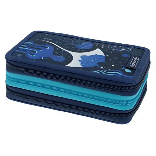 HERLITZ &Eacute;tui scolaire TriCase 'Deep Ocean', 31 pi&egrave;ces 