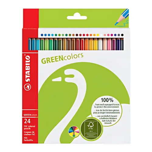 Crayon de couleur GREENcolors - étui carton de 24 - Stabilo