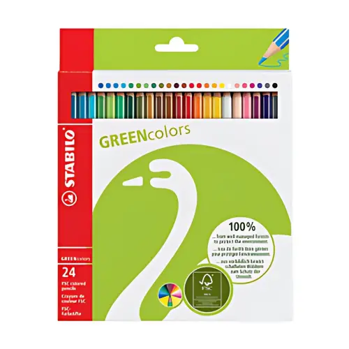 Crayon de couleur GREENcolors - étui carton de 24 - Stabilo