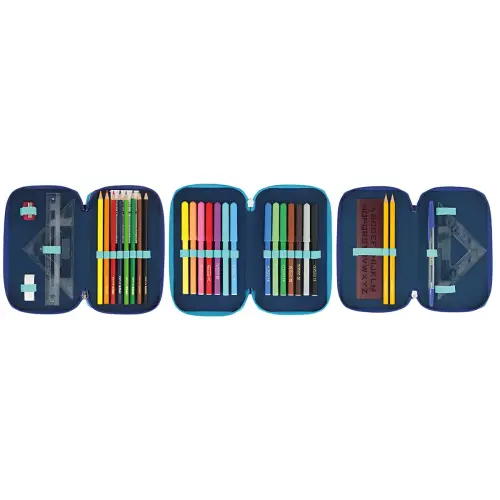 Etui scolaire TriCase Dip Dye Blue - 31 pièces - Herlitz