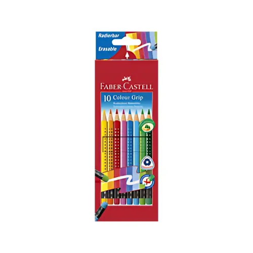 FABER-CASTELL Crayons de couleur gommable avec grip, étui