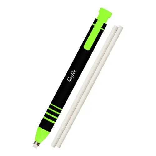 L&auml;ufer Stylo-gomme en plastique, 2 gommes de rechange, vert 