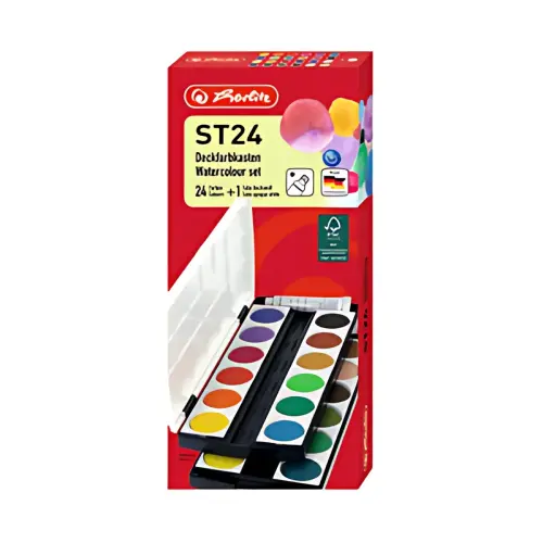 Pastilles de gouache ST24 - 24 couleurs - en plastique - Herlitz