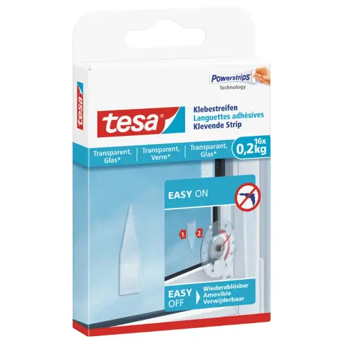 Powerstrips Languettes adh&eacute;sives pour surfaces en verre - Tesa 