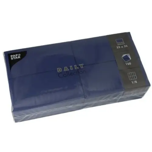 Serviette bistrot, 320 x 320 mm, 3 couches, bleu - Papstar