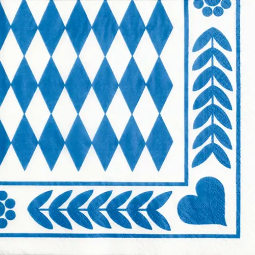 Serviette &agrave; motif 'Bleu bavarois', 330 x 330 mm - Papstar 