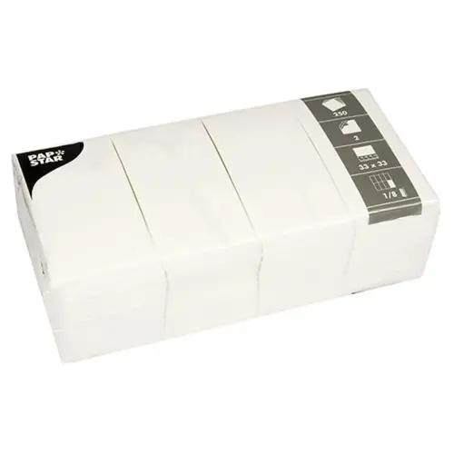 Serviettes Bistro, 330 x 330 mm, 2 couches, blanc - Papstar