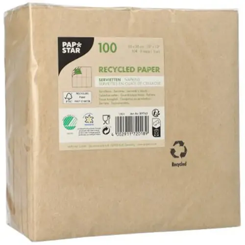 Serviette, 330 x 330 mm, 3 couches, naturel - Papstar
